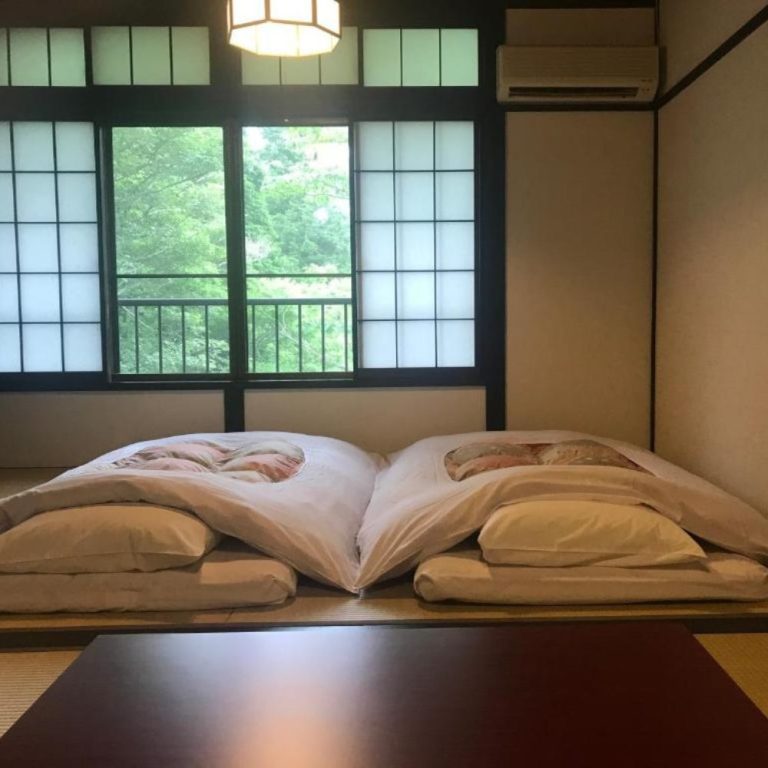 A room with two beds