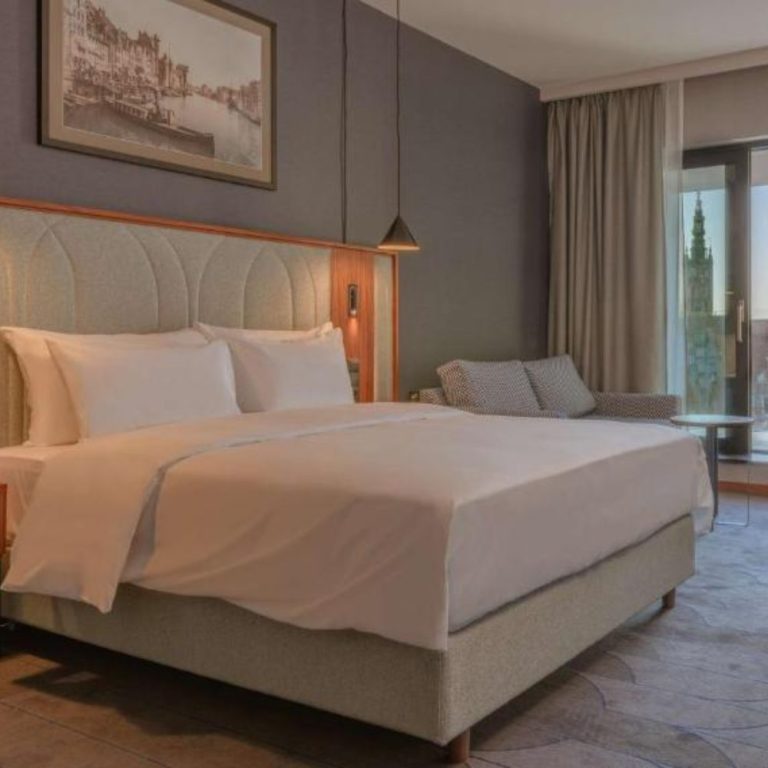 A spacious hotel room