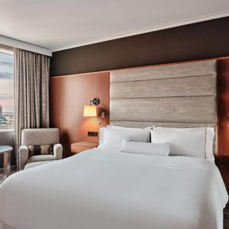 A spacious hotel room